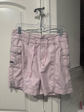 Athleta Pale Pink Cargo Shorts with Drawstring